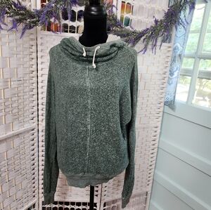 TNA Heather Green Pullover Drawstring Hoodie Athleisure Running Fitness